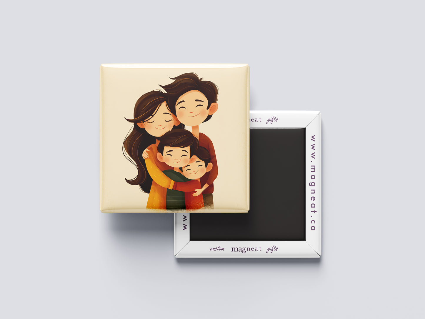 Family of 4 Illustration Magnet – Sweet & Warm Portrait