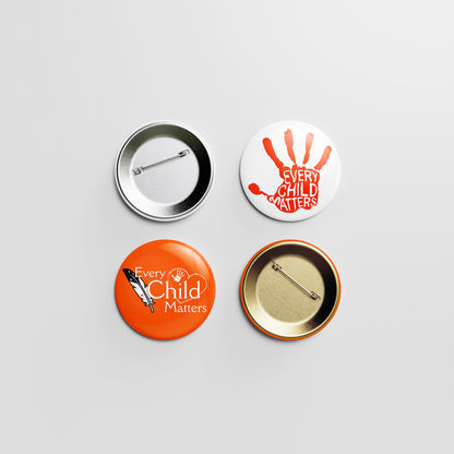 Every Child Matters Button Pin – Orange Hand Silhouette