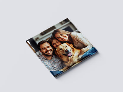 Family Magnet – Dad, Mom, Daughter & Pet Dog Keepsake