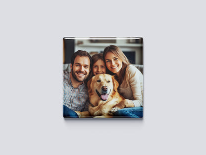 Family Magnet – Dad, Mom, Daughter & Pet Dog Keepsake