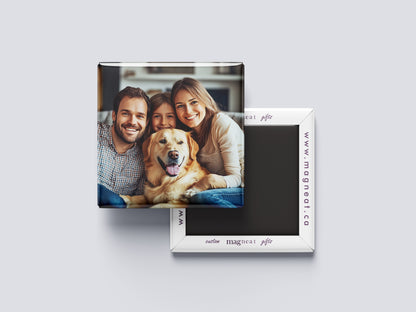Family Magnet – Dad, Mom, Daughter & Pet Dog Keepsake