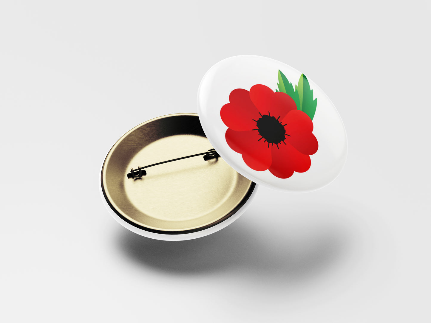 Remembrance Day Button Pin – Red Poppy Flower Design
