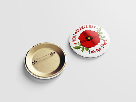Remembrance Day Button Pin – Red Poppy Tribute