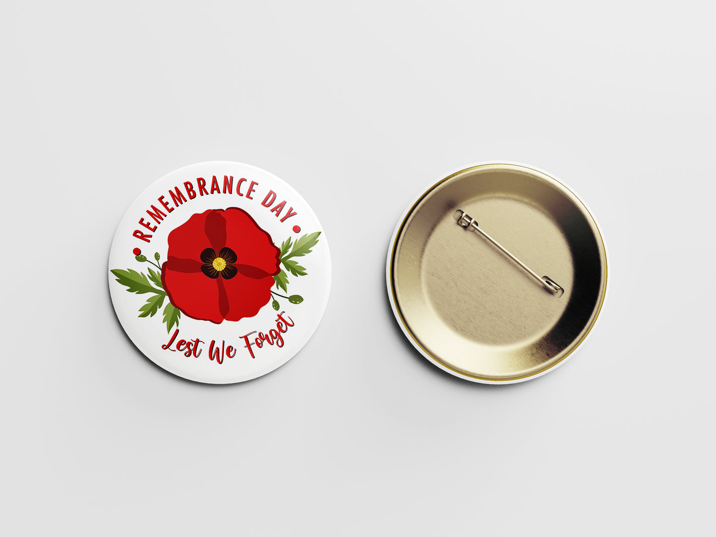 Remembrance Day Button Pin – Red Poppy Tribute