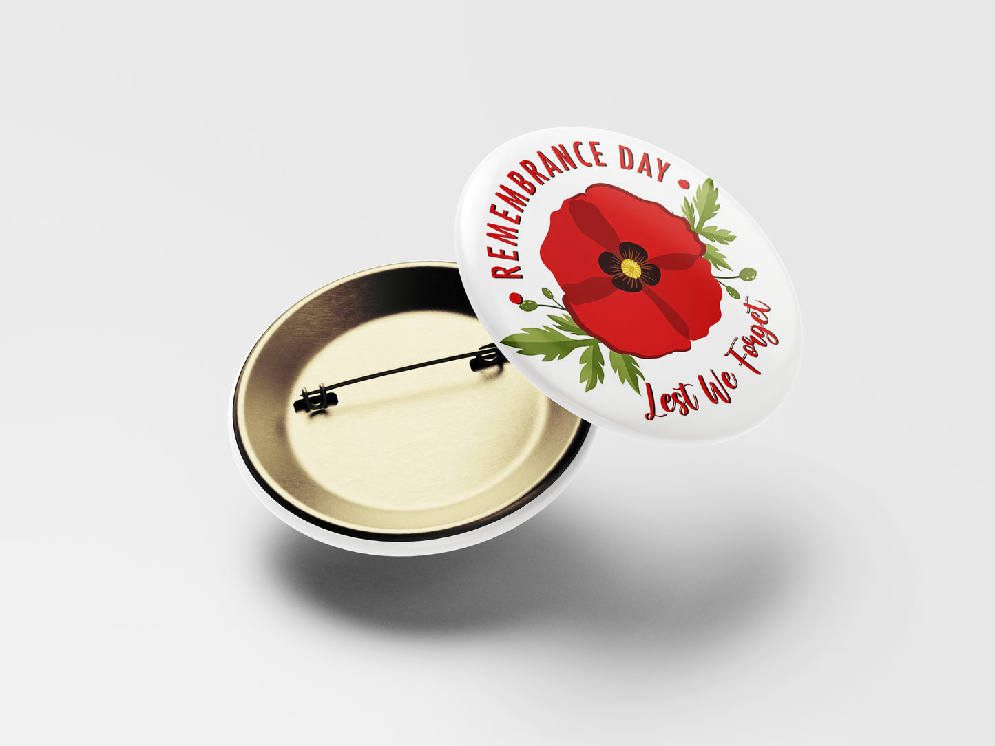 Remembrance Day Button Pin – Red Poppy Tribute