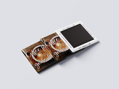 Motivational Magnet Badge – Coffee First, Goals Later