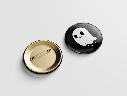 Cute Ghost Button Pin – Halloween Boo Buddy