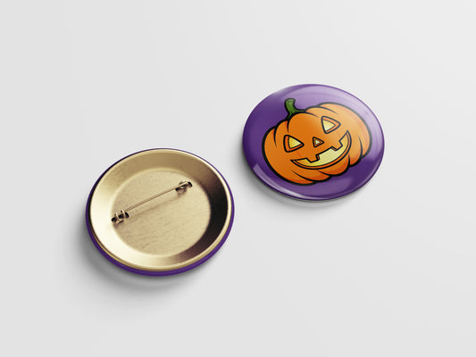 Smiling Jack‑O’‑Lantern Button Pin – Halloween Glow