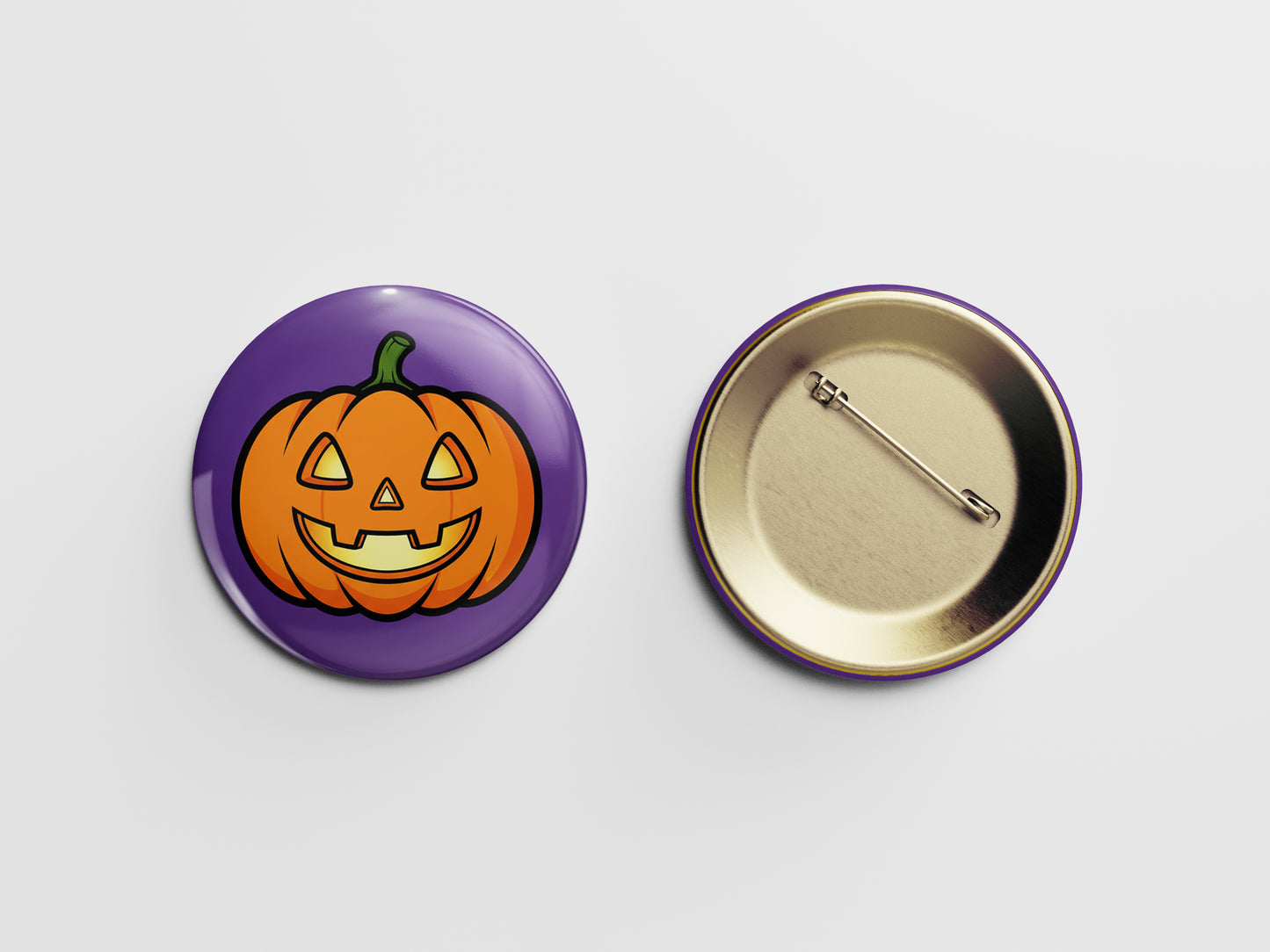 Smiling Jack‑O’‑Lantern Button Pin – Halloween Glow