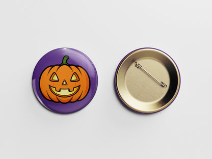 Smiling Jack‑O’‑Lantern Button Pin – Halloween Glow