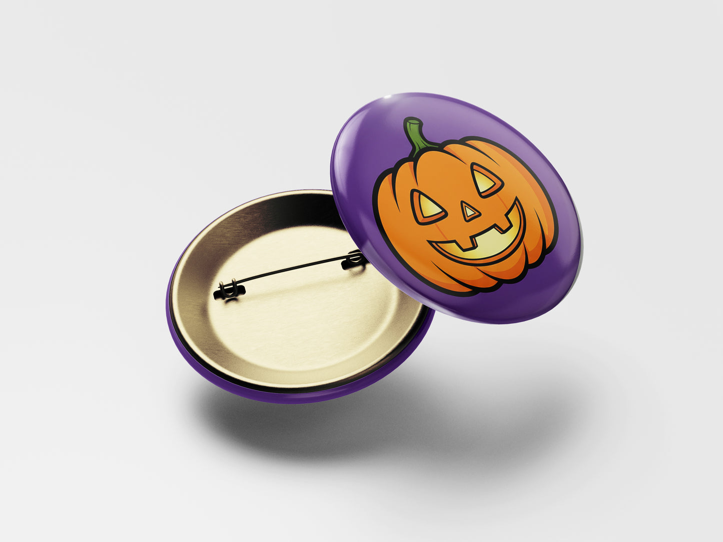 Smiling Jack‑O’‑Lantern Button Pin – Halloween Glow