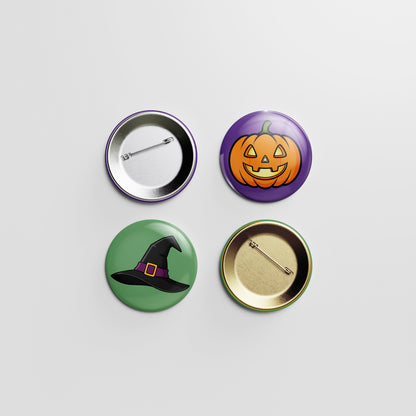 Smiling Jack‑O’‑Lantern Button Pin – Halloween Glow