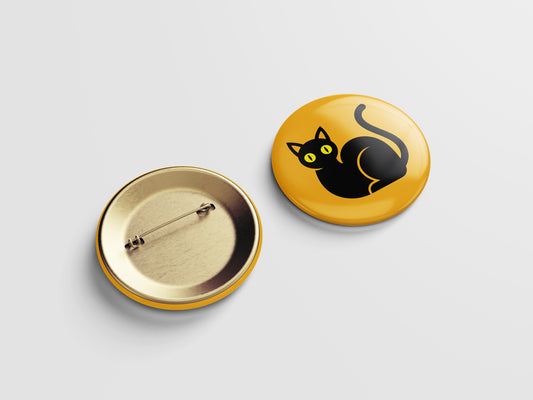 Black Cat Button Pin – Midnight Meow Magic