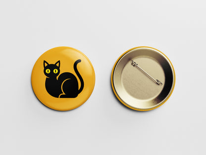 Black Cat Button Pin – Midnight Meow Magic