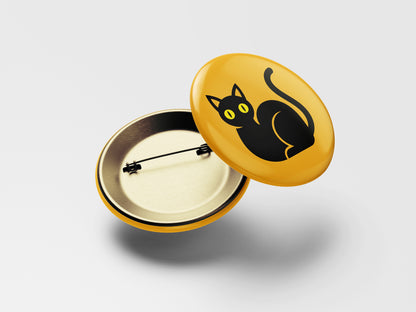 Black Cat Button Pin – Midnight Meow Magic