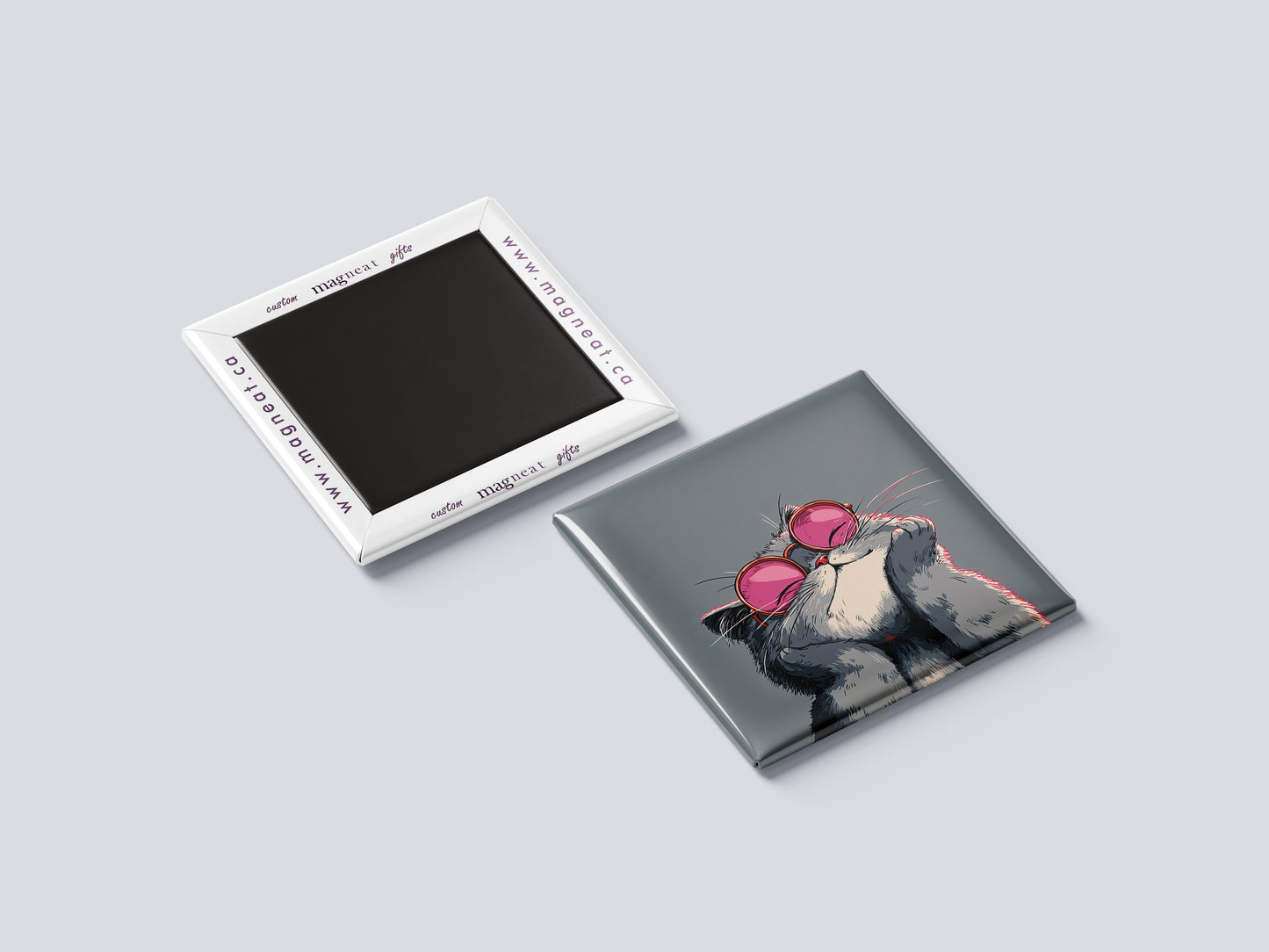 Cartoon Cat Magnet – Sweet Kitty with Pink Glasses