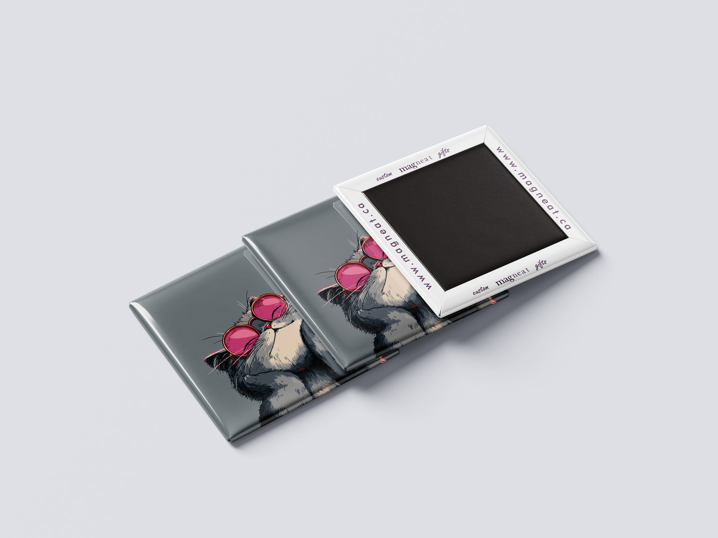 Cartoon Cat Magnet – Sweet Kitty with Pink Glasses