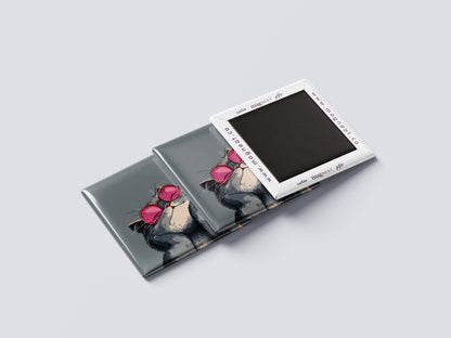 Cartoon Cat Magnet – Sweet Kitty with Pink Glasses
