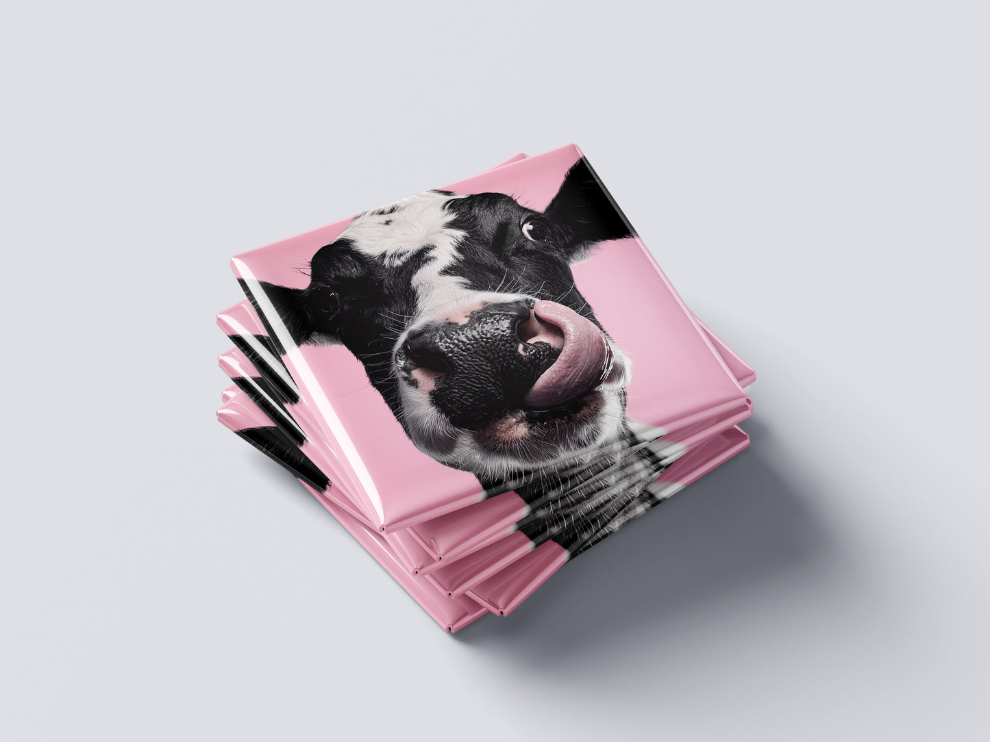 Cow Magnet – Close-Up Portrait with Pink Background