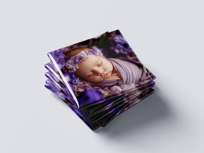 Sleeping Newborn Baby Magnet – Violet Floral Headband