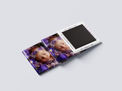 Sleeping Newborn Baby Magnet – Violet Floral Headband