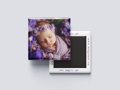 Sleeping Newborn Baby Magnet – Violet Floral Headband