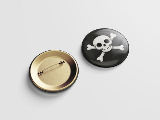 Skull and Crossbones Button Pin – Pirate Spook