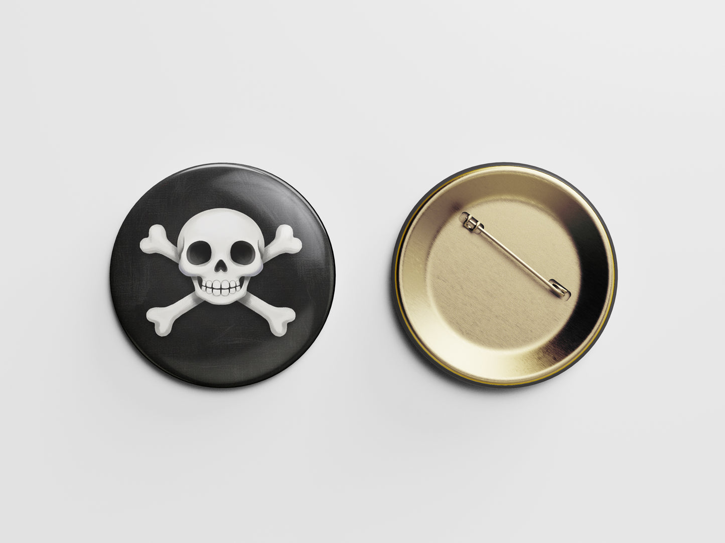 Skull and Crossbones Button Pin – Pirate Spook