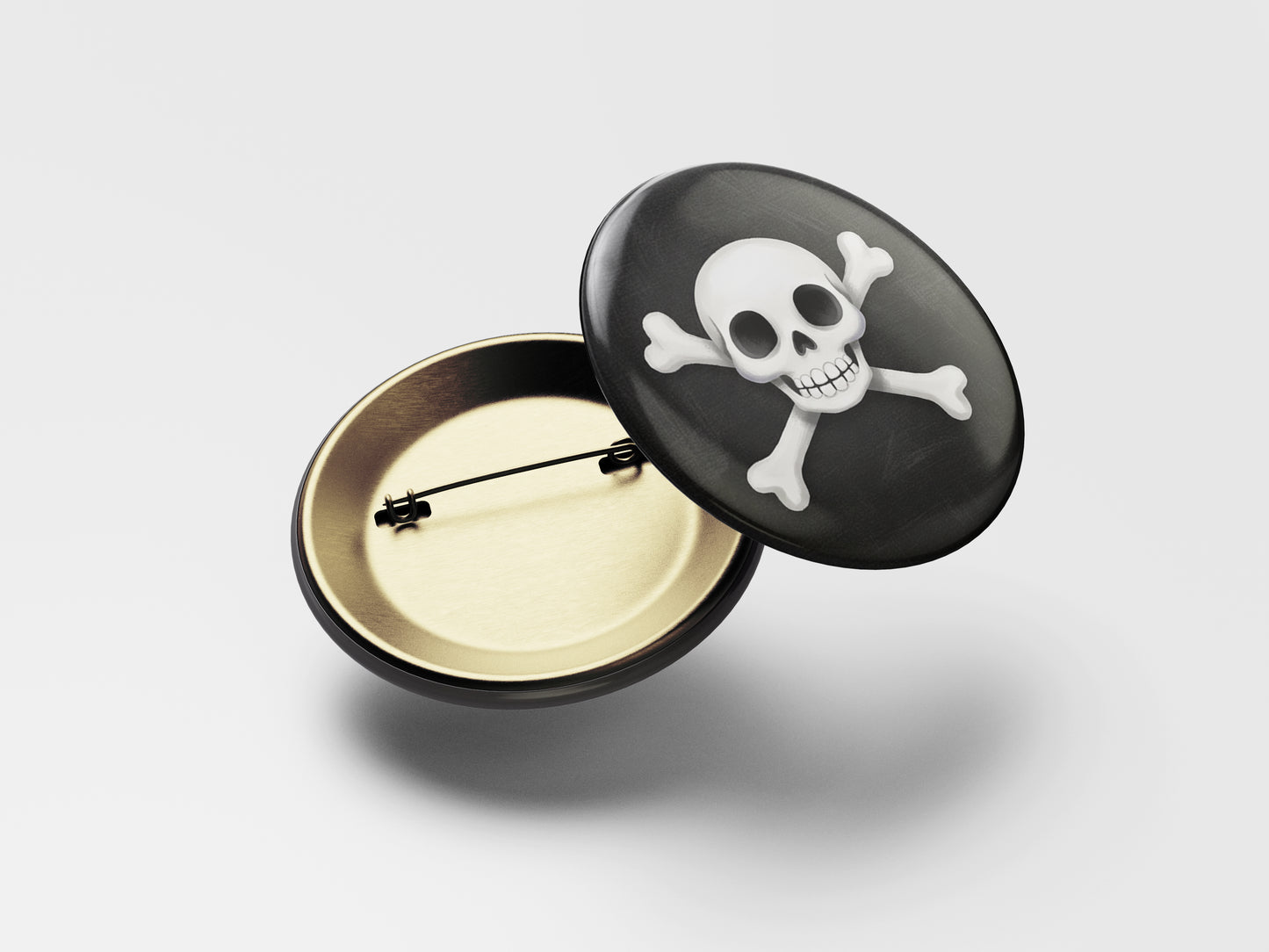 Skull and Crossbones Button Pin – Pirate Spook