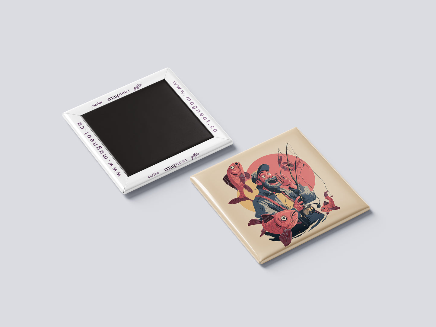 Fisherman Illustration Magnet – Serene Lakeside Scene