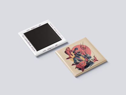Fisherman Illustration Magnet – Serene Lakeside Scene