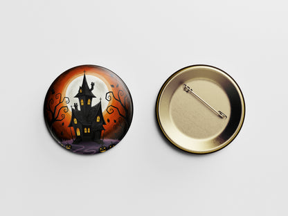 Haunted House Button Pin – Spooky Manor Vibes