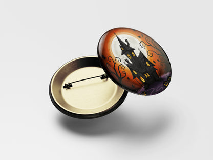 Haunted House Button Pin – Spooky Manor Vibes