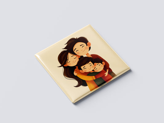 Family of 4 Illustration Magnet – Sweet & Warm Portrait