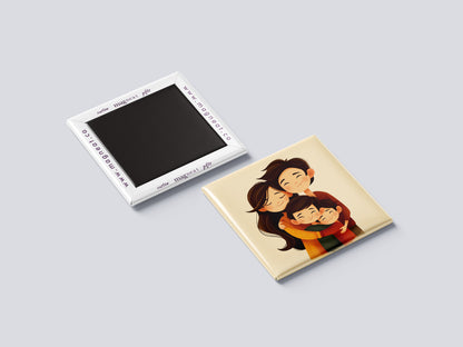 Family of 4 Illustration Magnet – Sweet & Warm Portrait