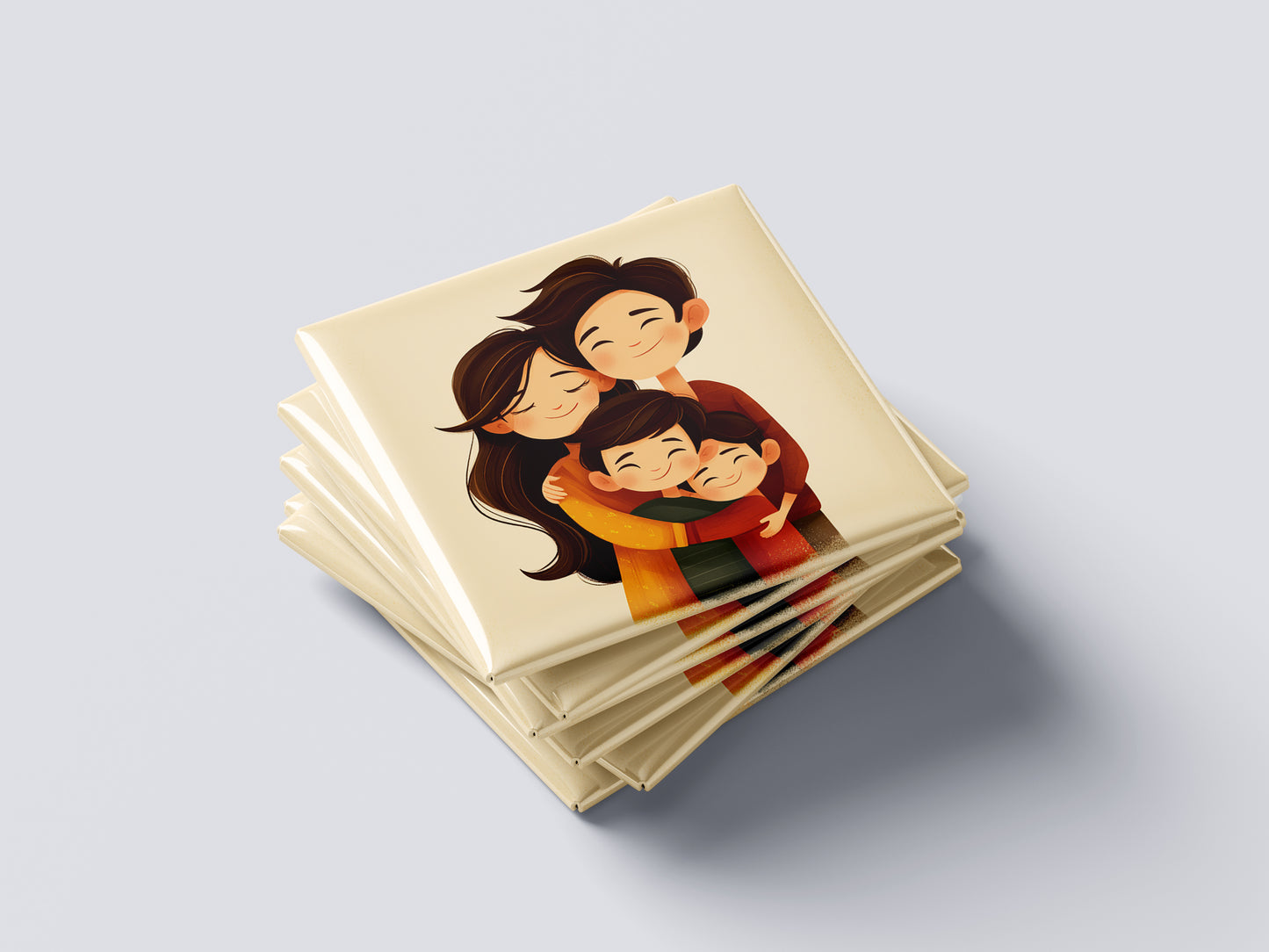 Family of 4 Illustration Magnet – Sweet & Warm Portrait