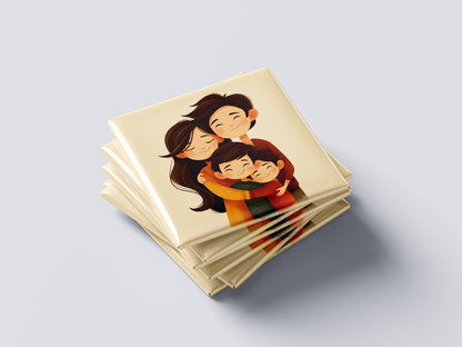 Family of 4 Illustration Magnet – Sweet & Warm Portrait