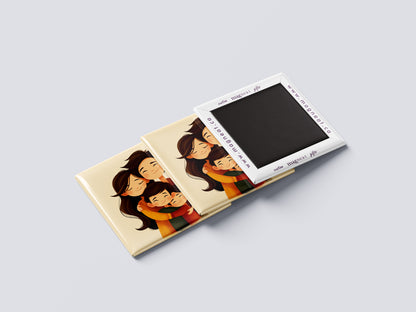 Family of 4 Illustration Magnet – Sweet & Warm Portrait