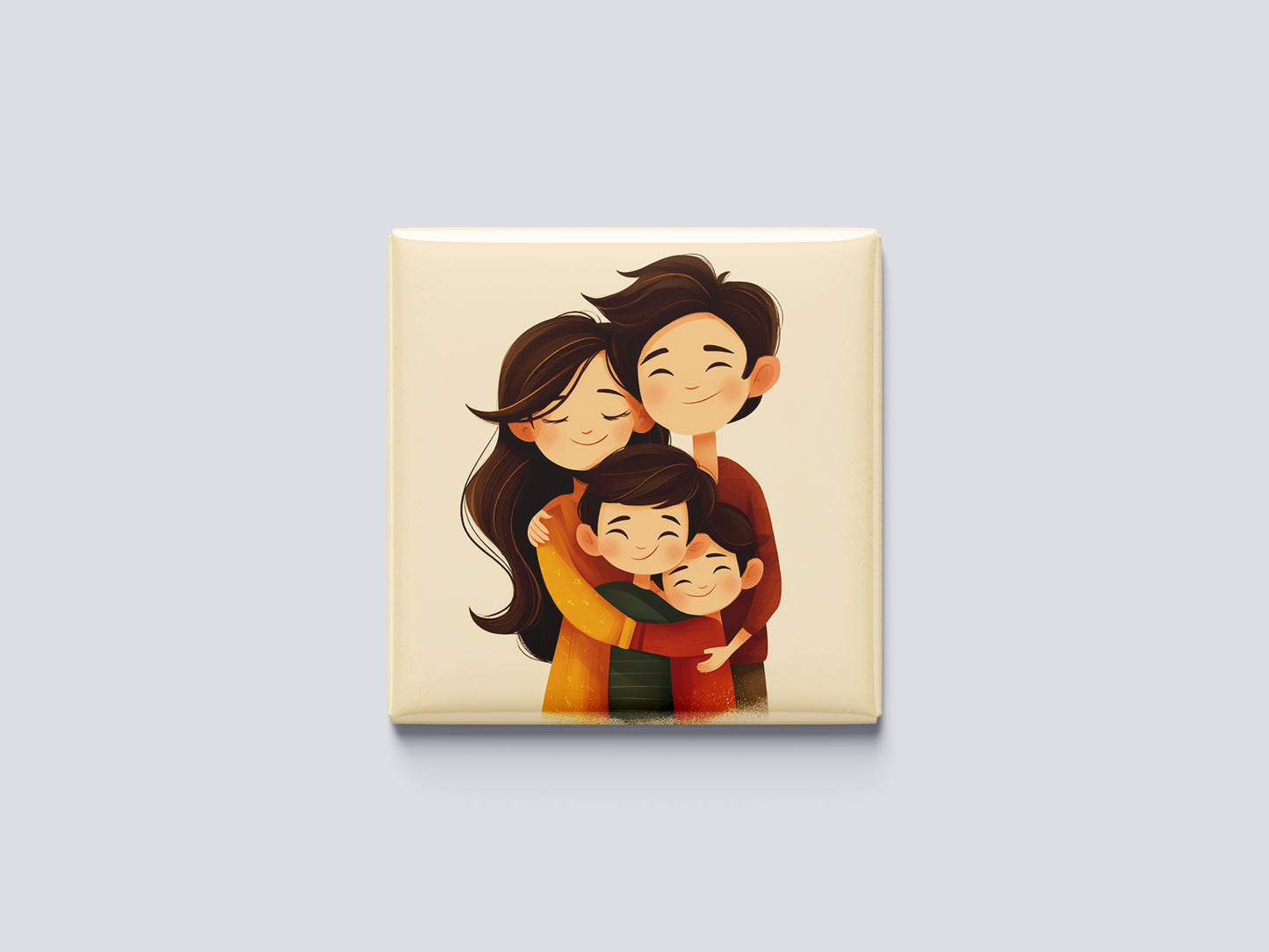 Family of 4 Illustration Magnet – Sweet & Warm Portrait